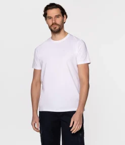 T-shirt z małym haftowanym logo OBUTCH 0875 WHITE