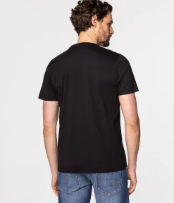 T-shirt z małym haftowanym logo OBUTCH 0875 BLACK