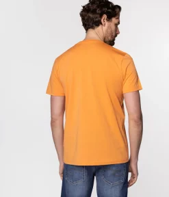 T-shirt z małym haftowanym logo OBUTCH 0875 TANGERINE