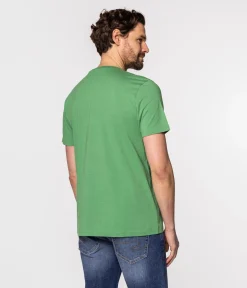 T-shirt z małym haftowanym logo OBUTCH 0875 MEDIUM GREEN