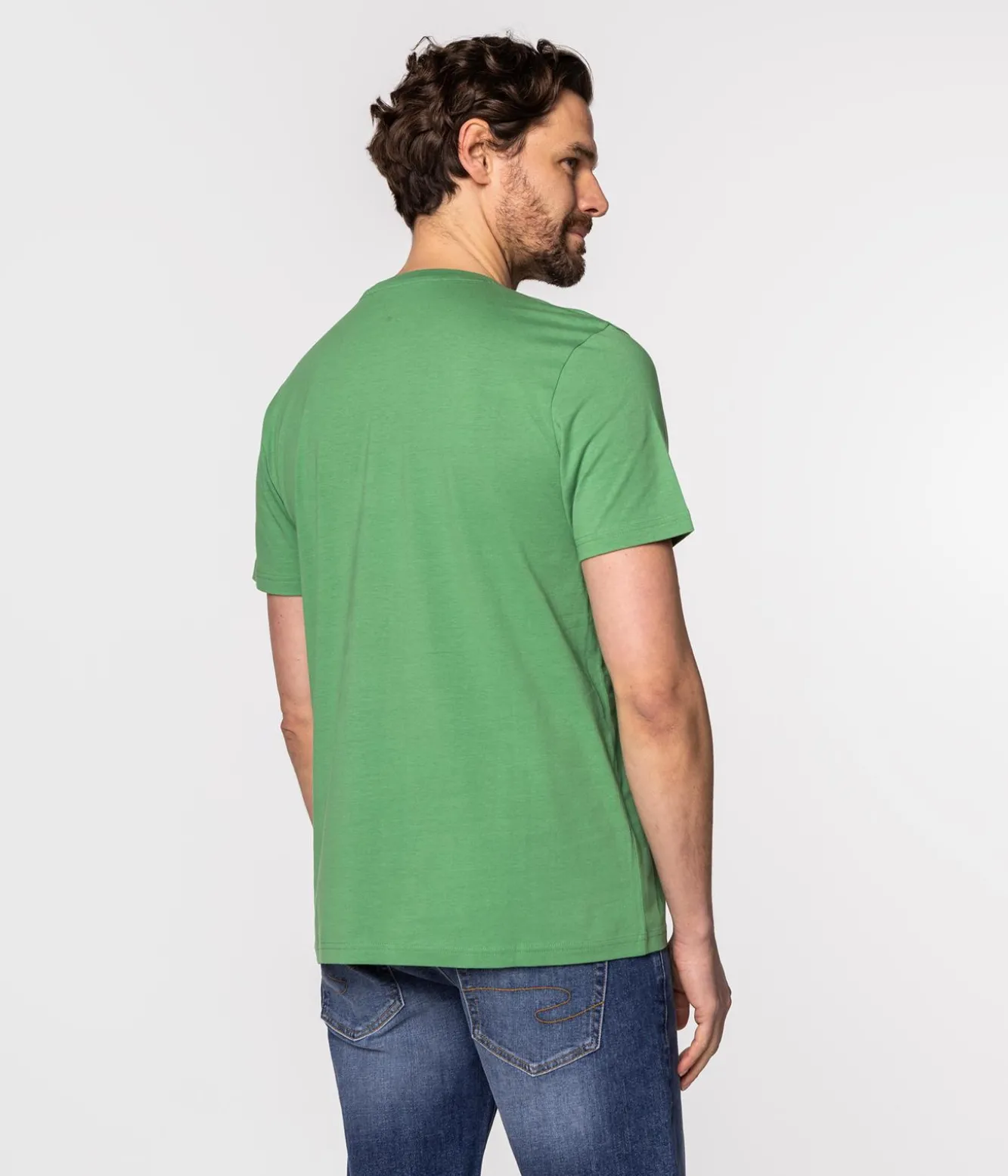 T-shirt z małym haftowanym logo OBUTCH 0875 MEDIUM GREEN